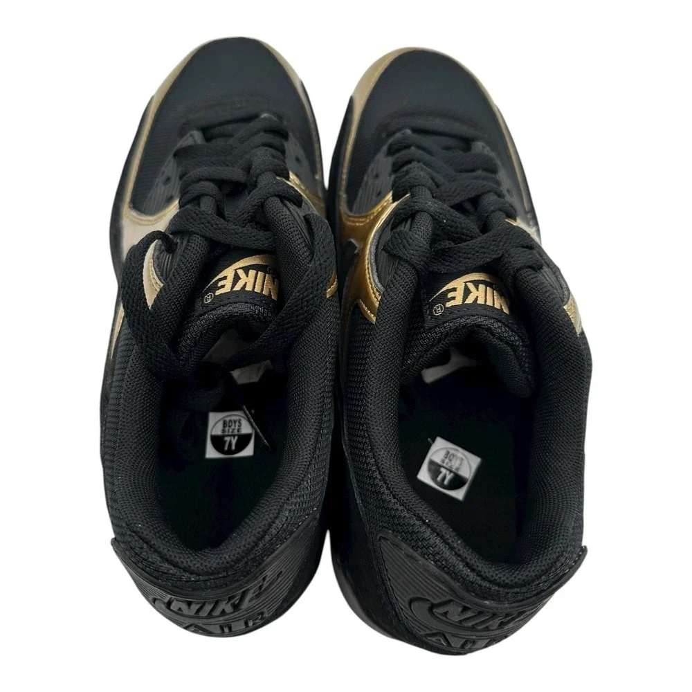 Nike Air Max 90 GS Mesh Shoes Sz Big Kids 4 Womens 5.5 Black Sneakers 833418-013